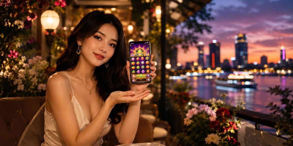 Người dùng Sài Gòn chơi slot game trên điện thoại tại quán cà phê buổi chiều